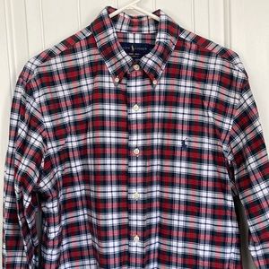 RALPH LAUREN Mens Red Green Blue & White Plaid Button Down Shirt Sz Large